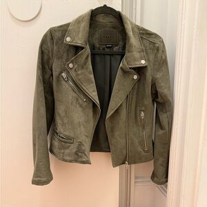 BlankNYC faux suede moto jacket in color herb